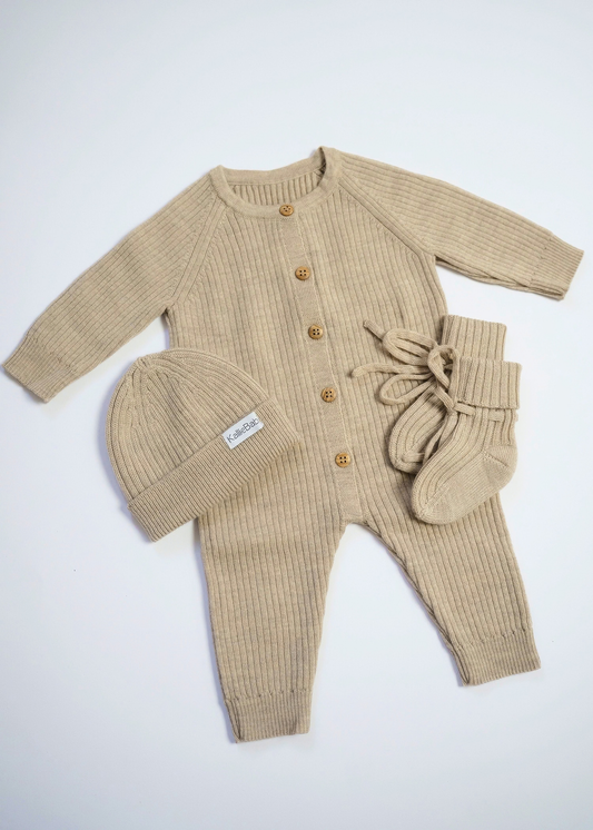 First Outfit Set - Beige - 3 pcs - 50/62 cm
