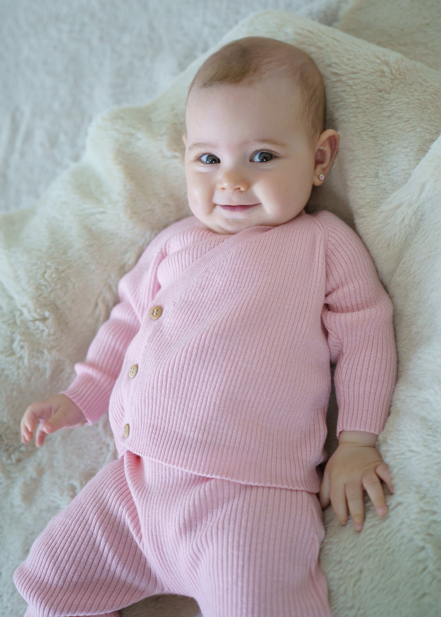 CosyTie Cardigan - Powder Pink