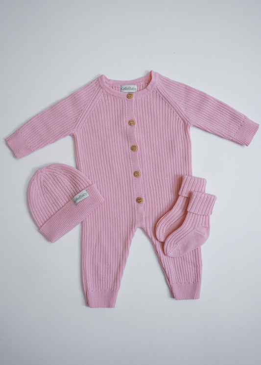 First Outfit Set - Powder Pink - 3 pcs - 50/62 cm