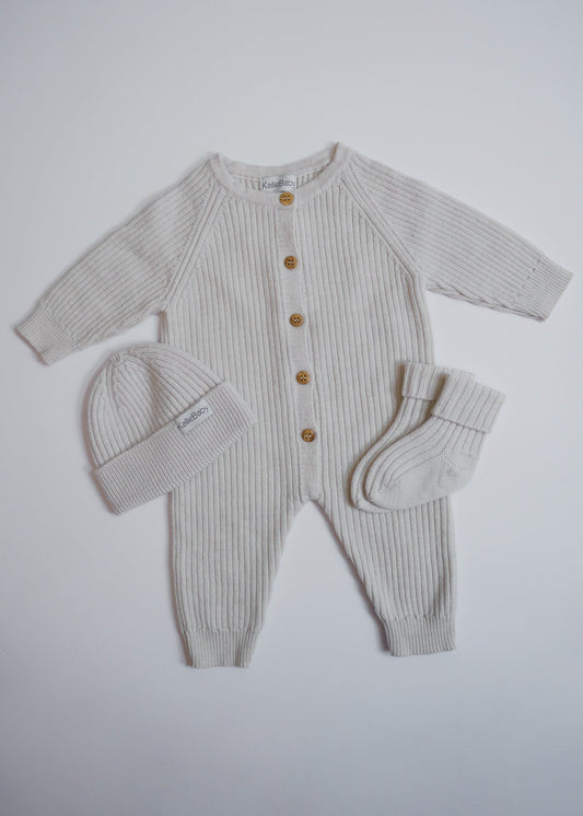 First Outfit Set - Beige - 3 pcs - 50/62 cm